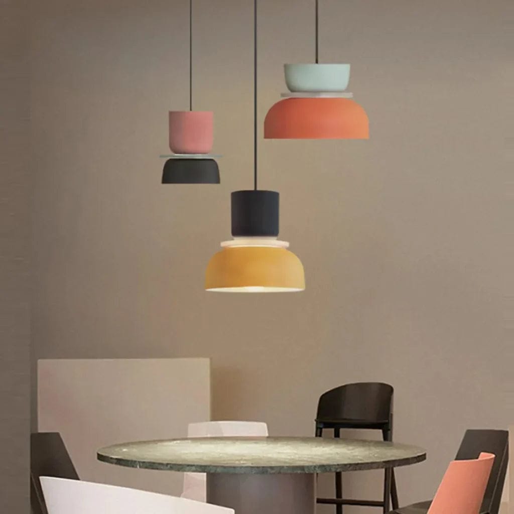 Color-Block Acrylic Pendant Light with Nordic Macaron Design