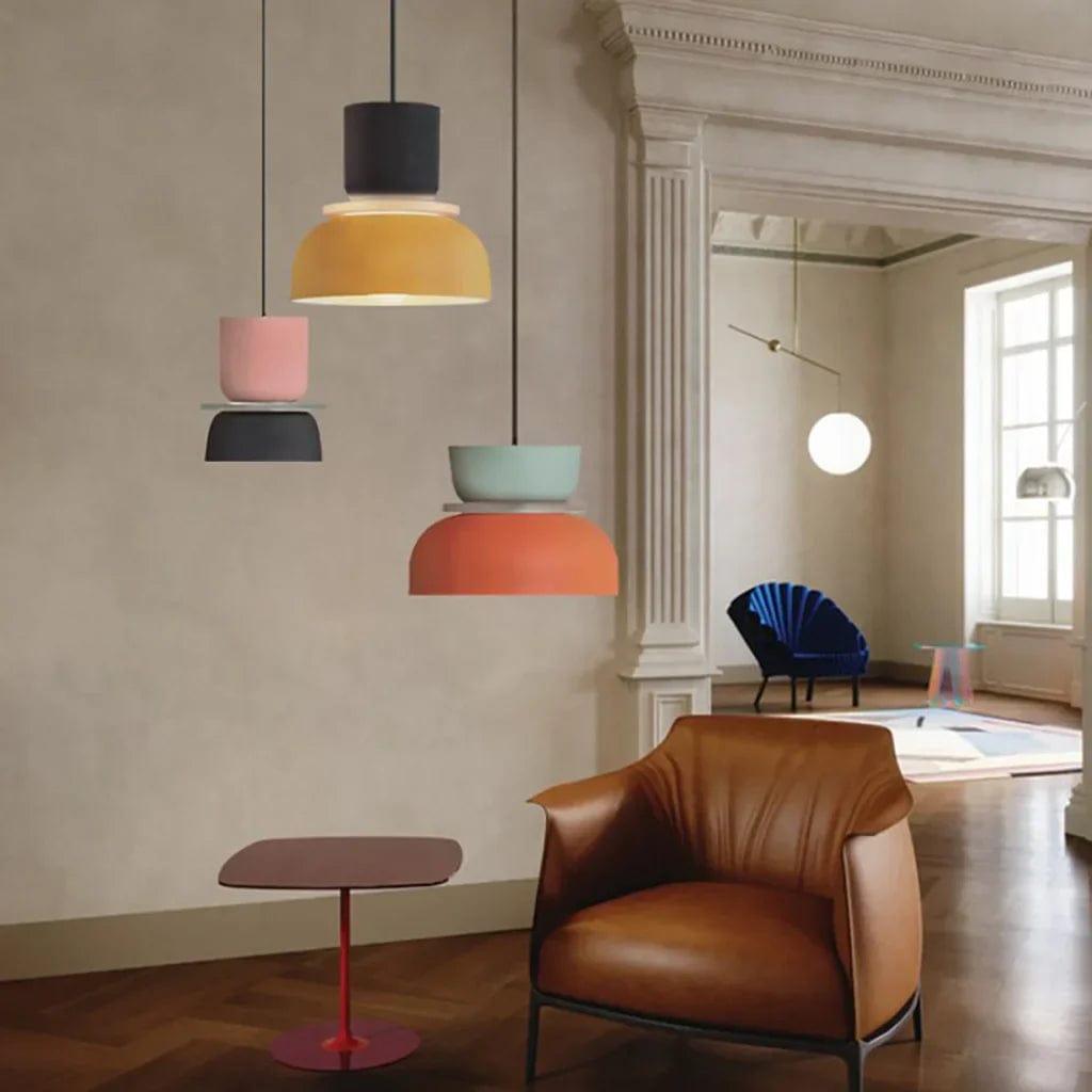 Color-Block Acrylic Pendant Light with Nordic Macaron Design