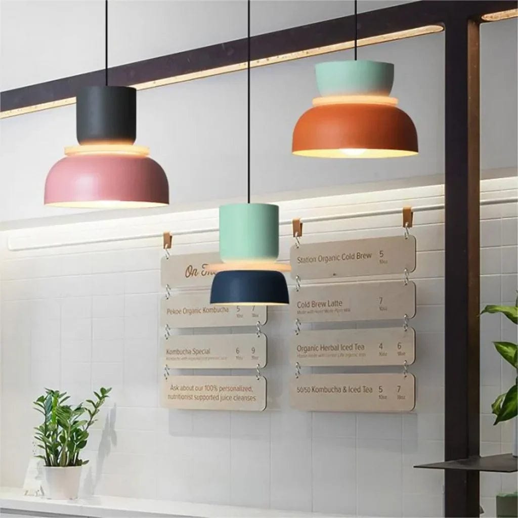 Color-Block Acrylic Pendant Light with Nordic Macaron Design