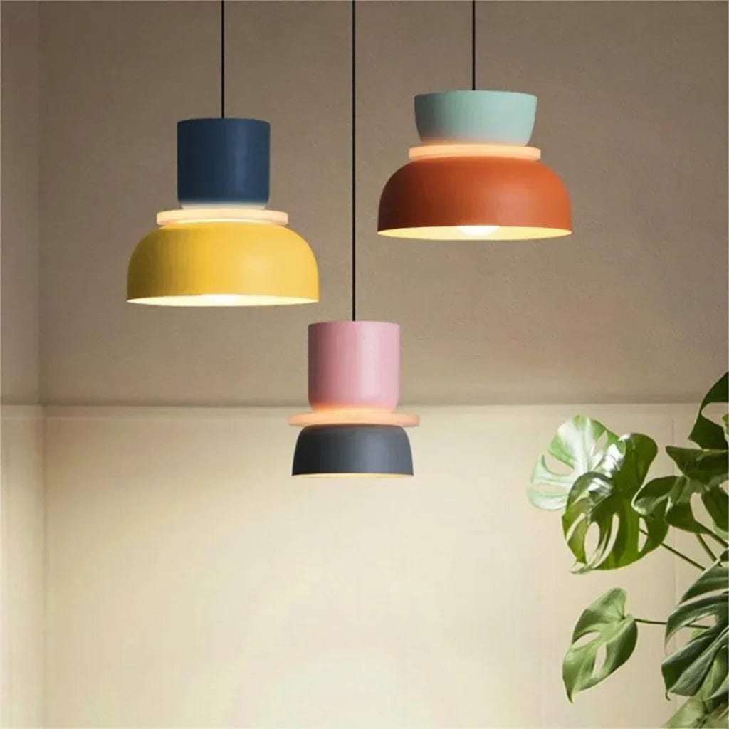 Color-Block Acrylic Pendant Light with Nordic Macaron Design