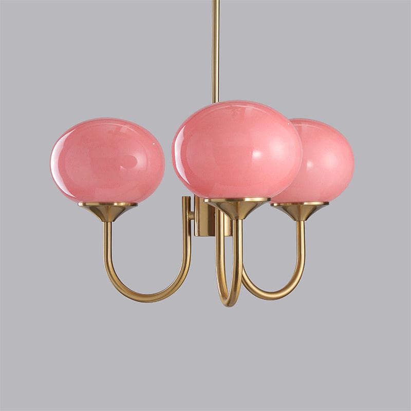 Golden Glam Ceiling Light – Elegant Pink Glass Shades