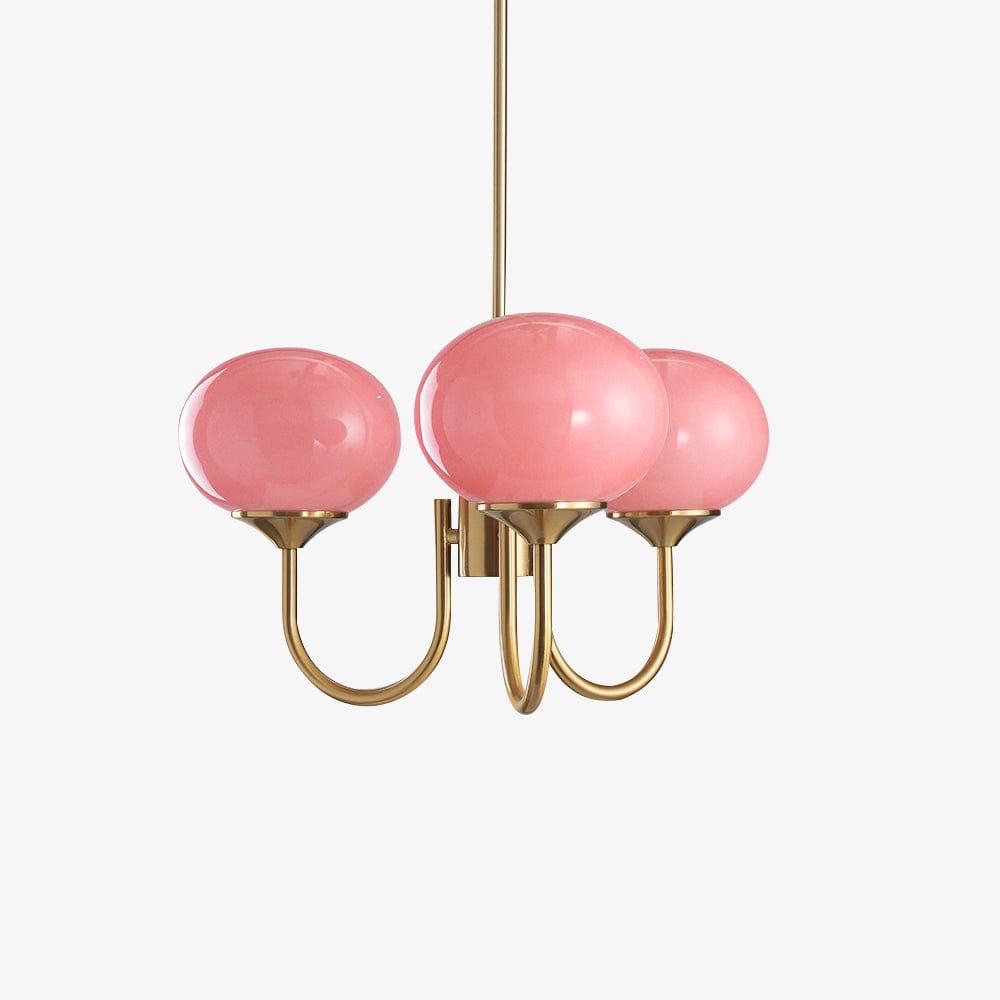 Golden Glam Ceiling Light – Elegant Pink Glass Shades