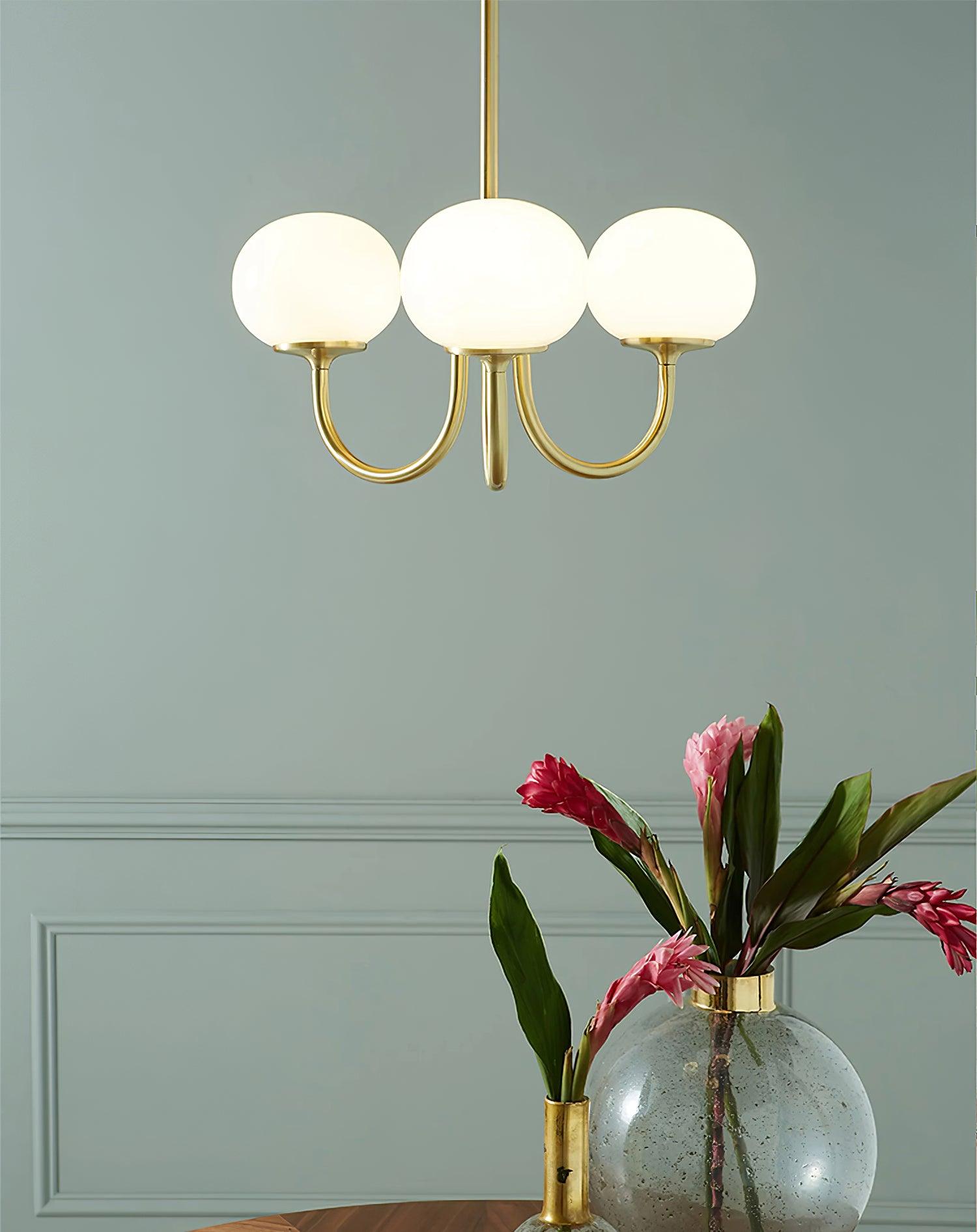 Golden Glam Ceiling Light – Elegant Pink Glass Shades