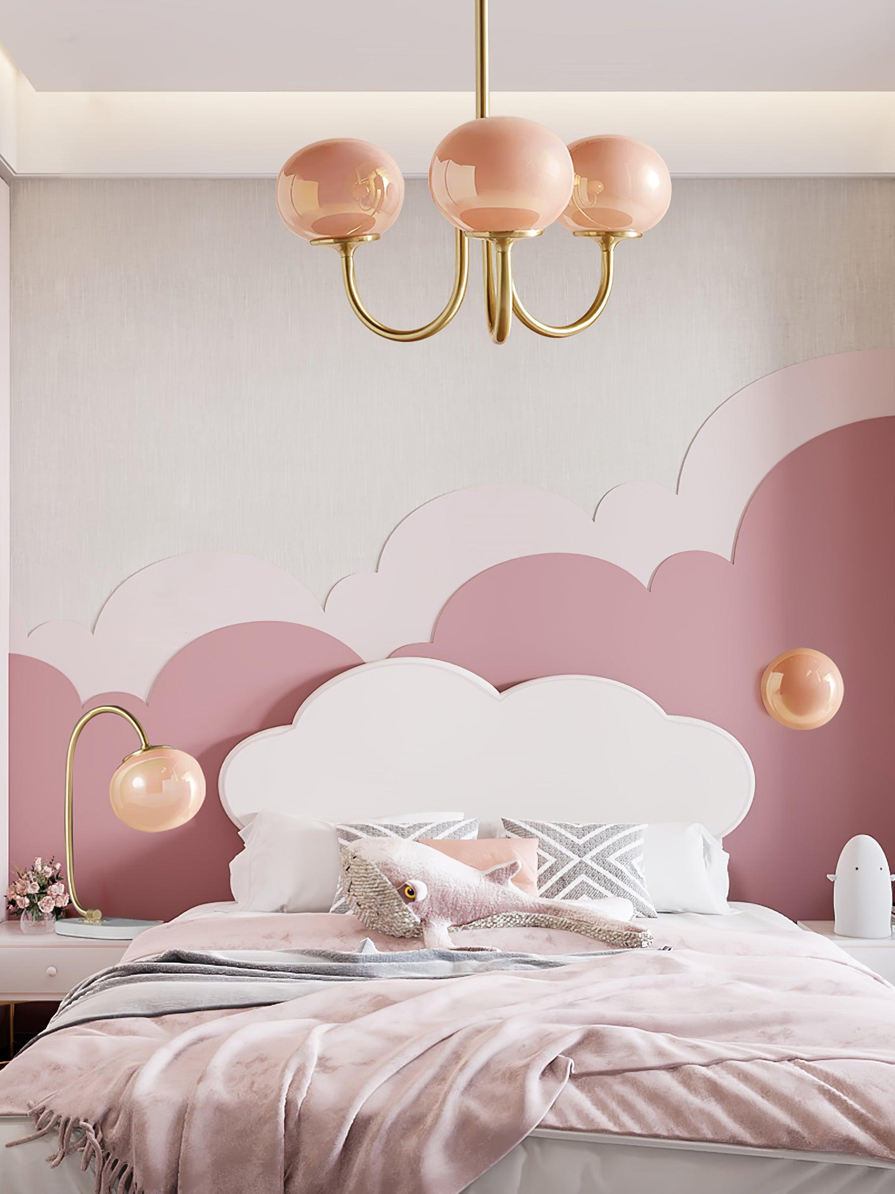 Golden Glam Ceiling Light – Elegant Pink Glass Shades