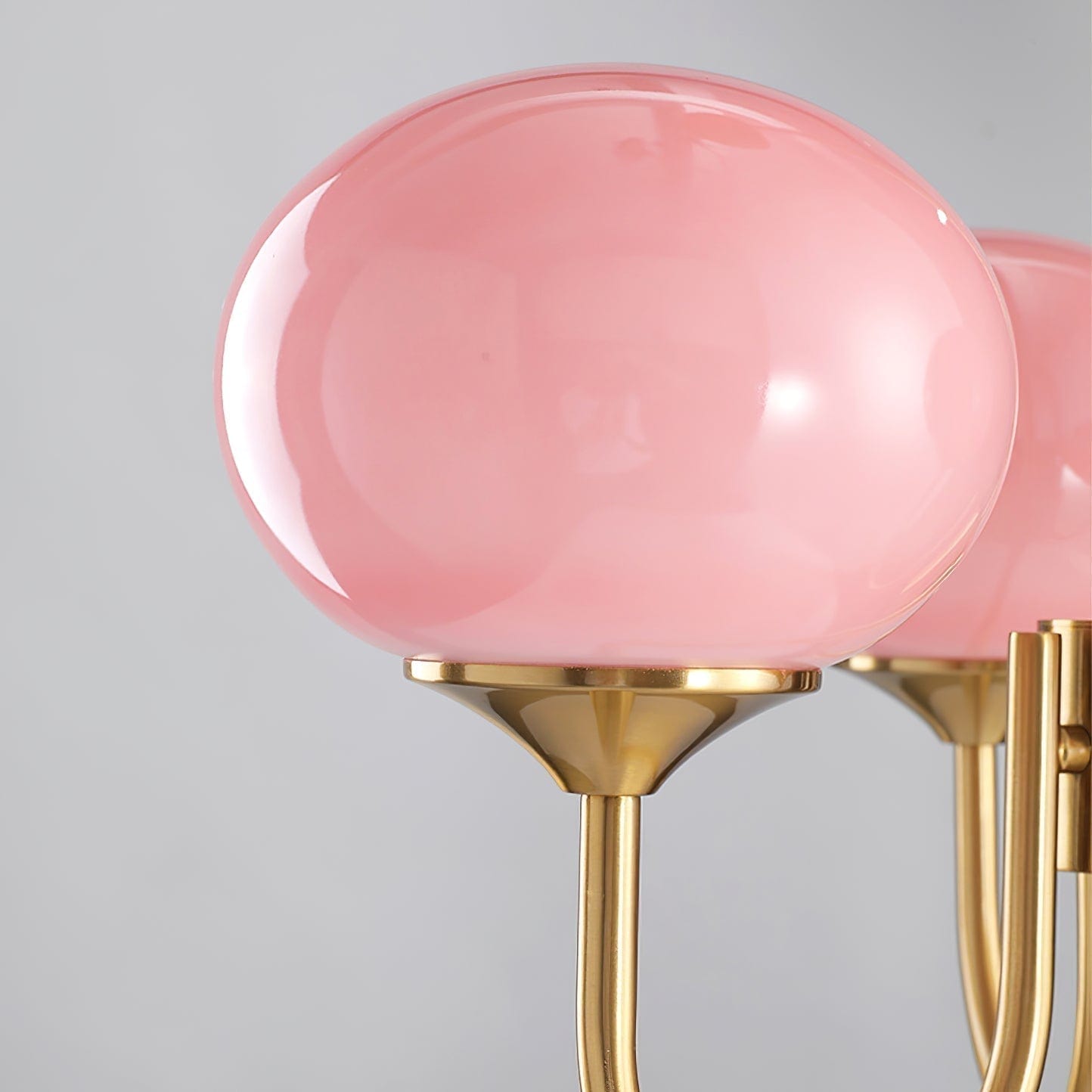 Golden Glam Ceiling Light – Elegant Pink Glass Shades