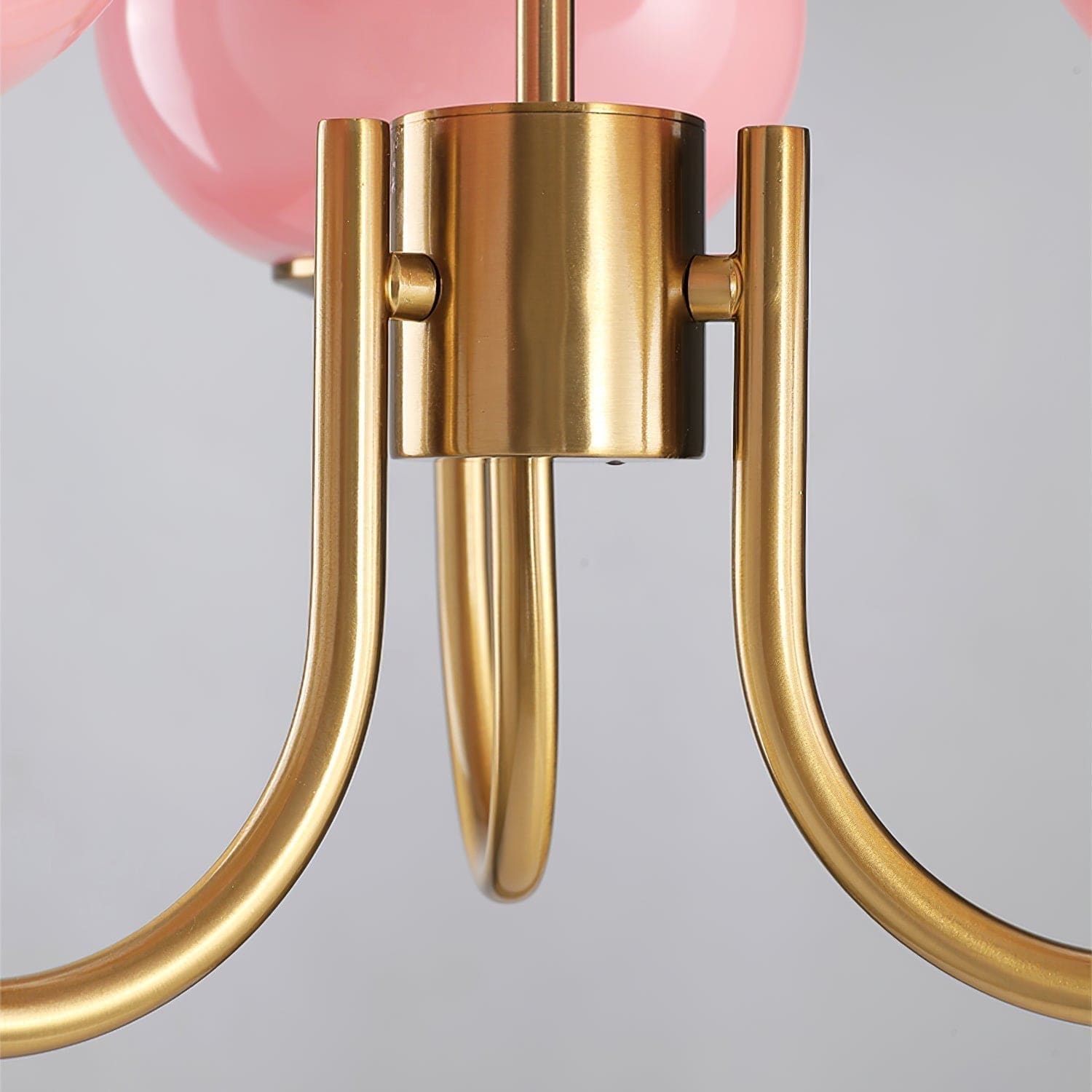 Golden Glam Ceiling Light – Elegant Pink Glass Shades