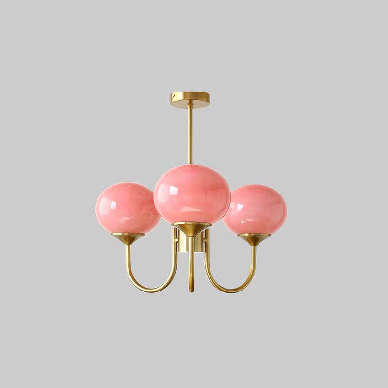 Golden Glam Ceiling Light – Elegant Pink Glass Shades