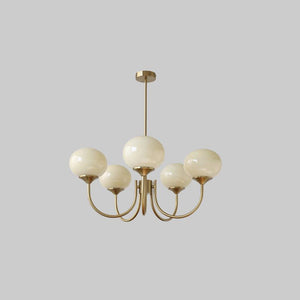 Golden Glam Ceiling Light – Elegant Pink Glass Shades