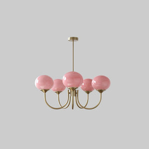 Golden Glam Ceiling Light – Elegant Pink Glass Shades