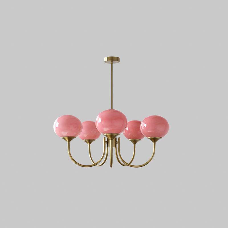 Golden Glam Ceiling Light – Elegant Pink Glass Shades