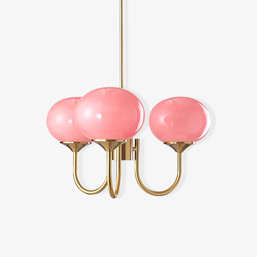 Golden Glam Ceiling Light – Elegant Pink Glass Shades