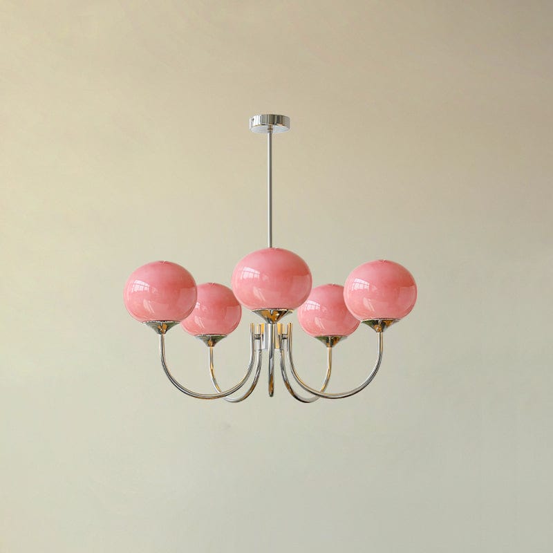 Golden Glam Ceiling Light – Elegant Pink Glass Shades