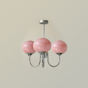 Golden Glam Ceiling Light – Elegant Pink Glass Shades