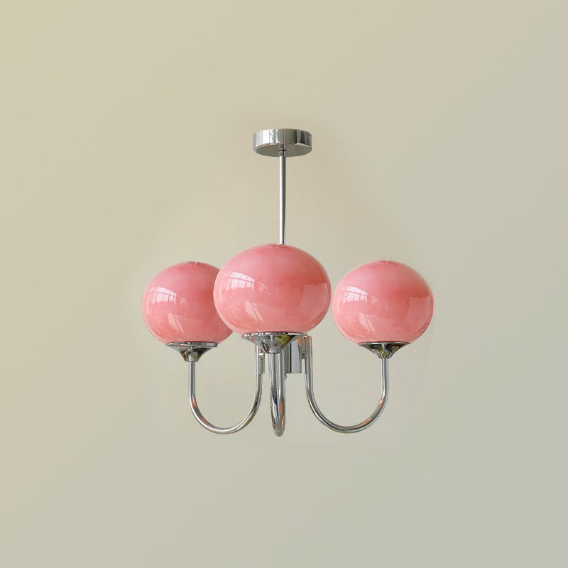 Golden Glam Ceiling Light – Elegant Pink Glass Shades