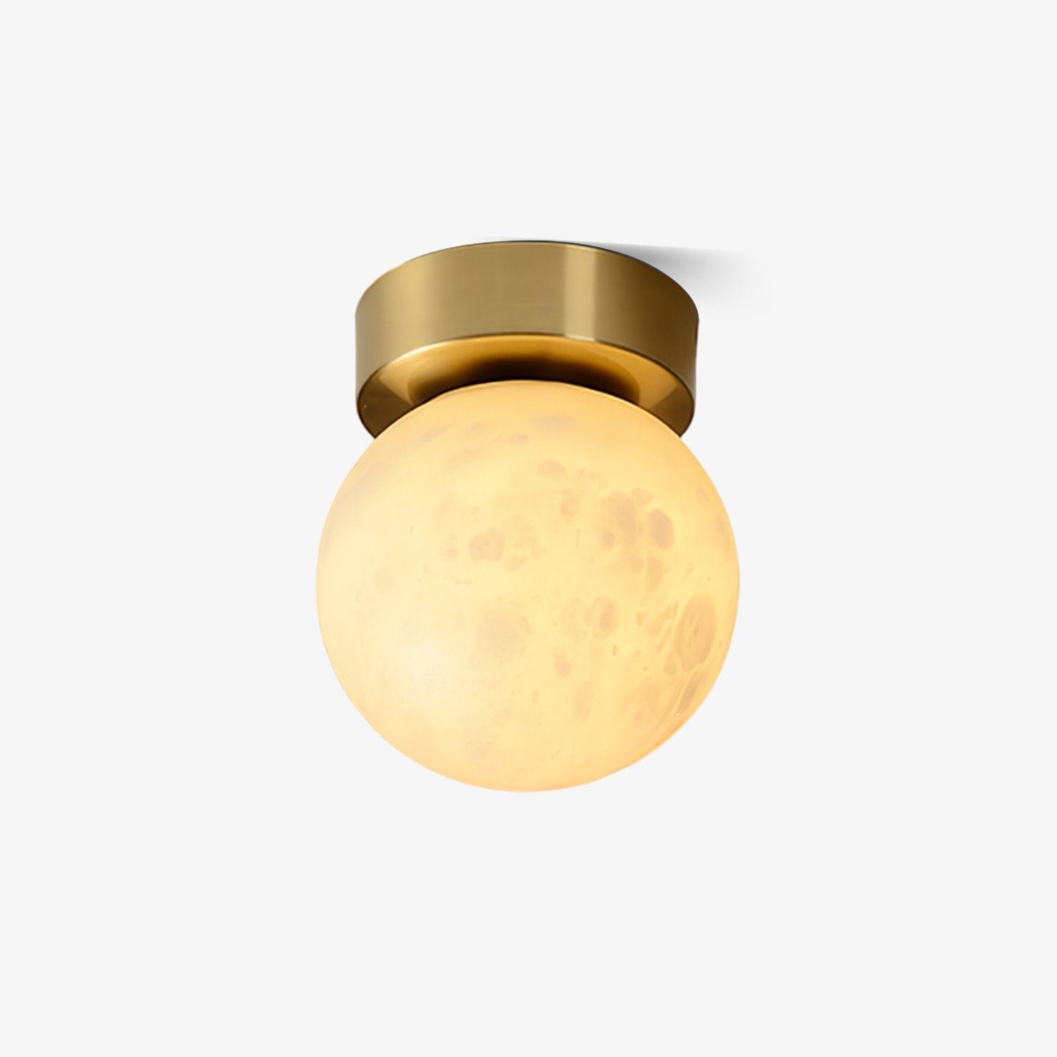 Moon Glow Alabaster Ceiling Light - Brass & White LED Fixture