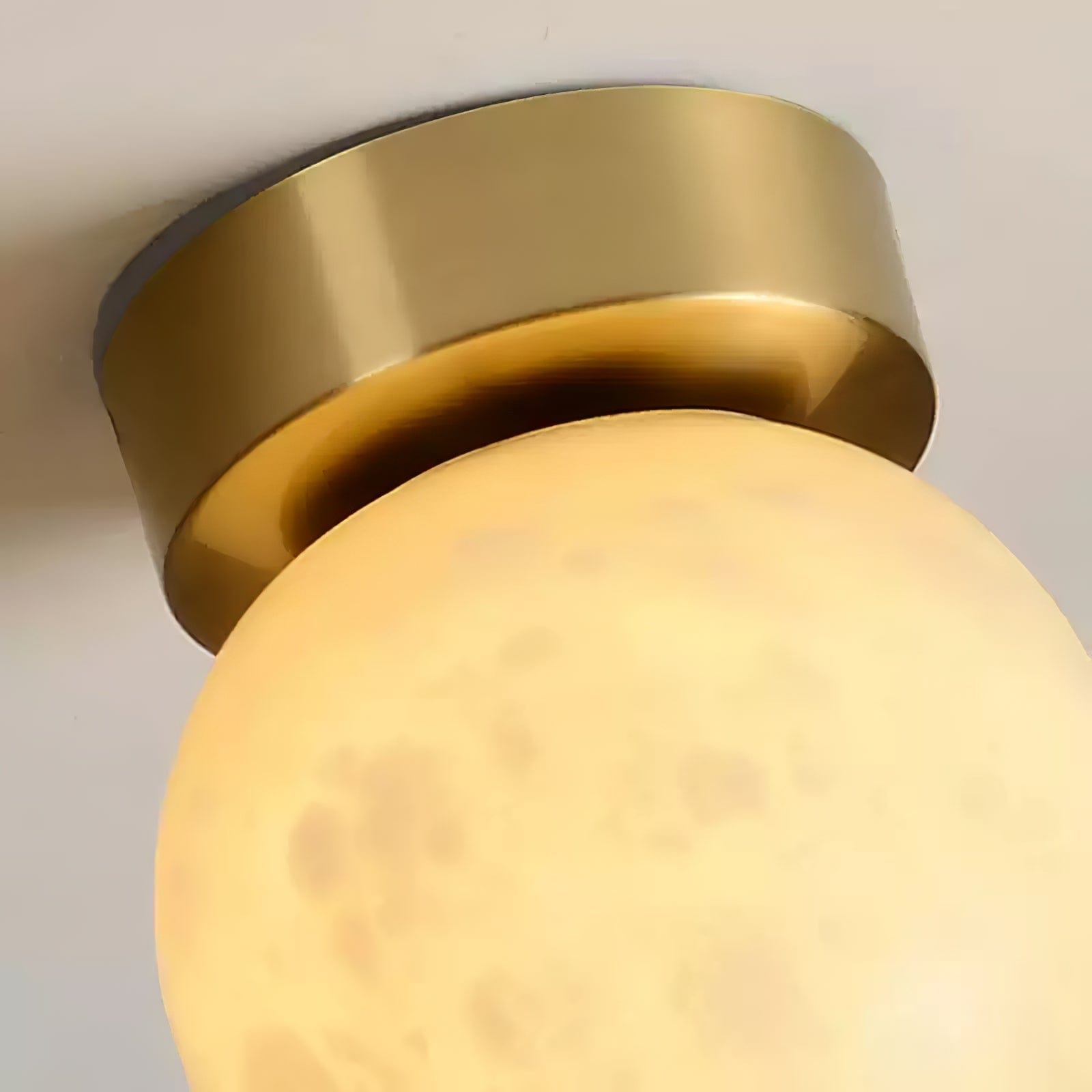 Moon Glow Alabaster Ceiling Light - Brass & White LED Fixture