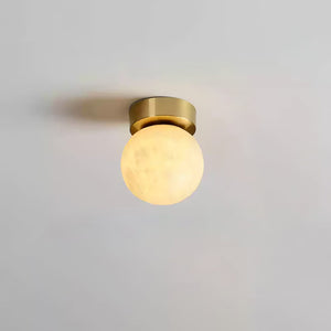 Moon Glow Alabaster Ceiling Light - Brass & White LED Fixture