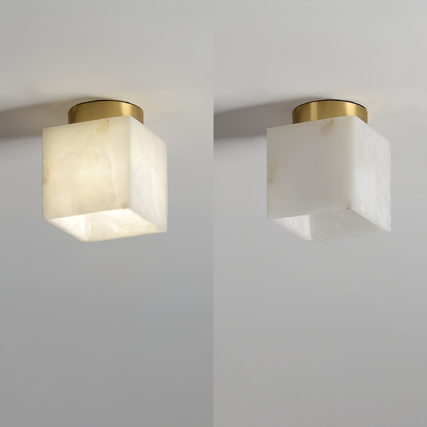 Moon Glow Alabaster Ceiling Light - Brass & White LED Fixture