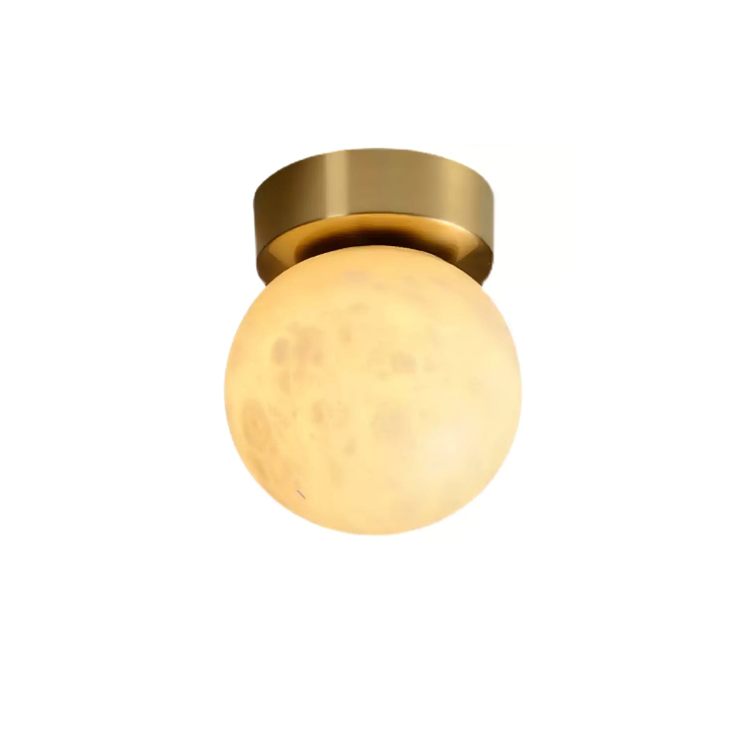 Moon Glow Alabaster Ceiling Light - Brass & White LED Fixture