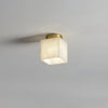 Moon Glow Alabaster Ceiling Light - Brass & White LED Fixture