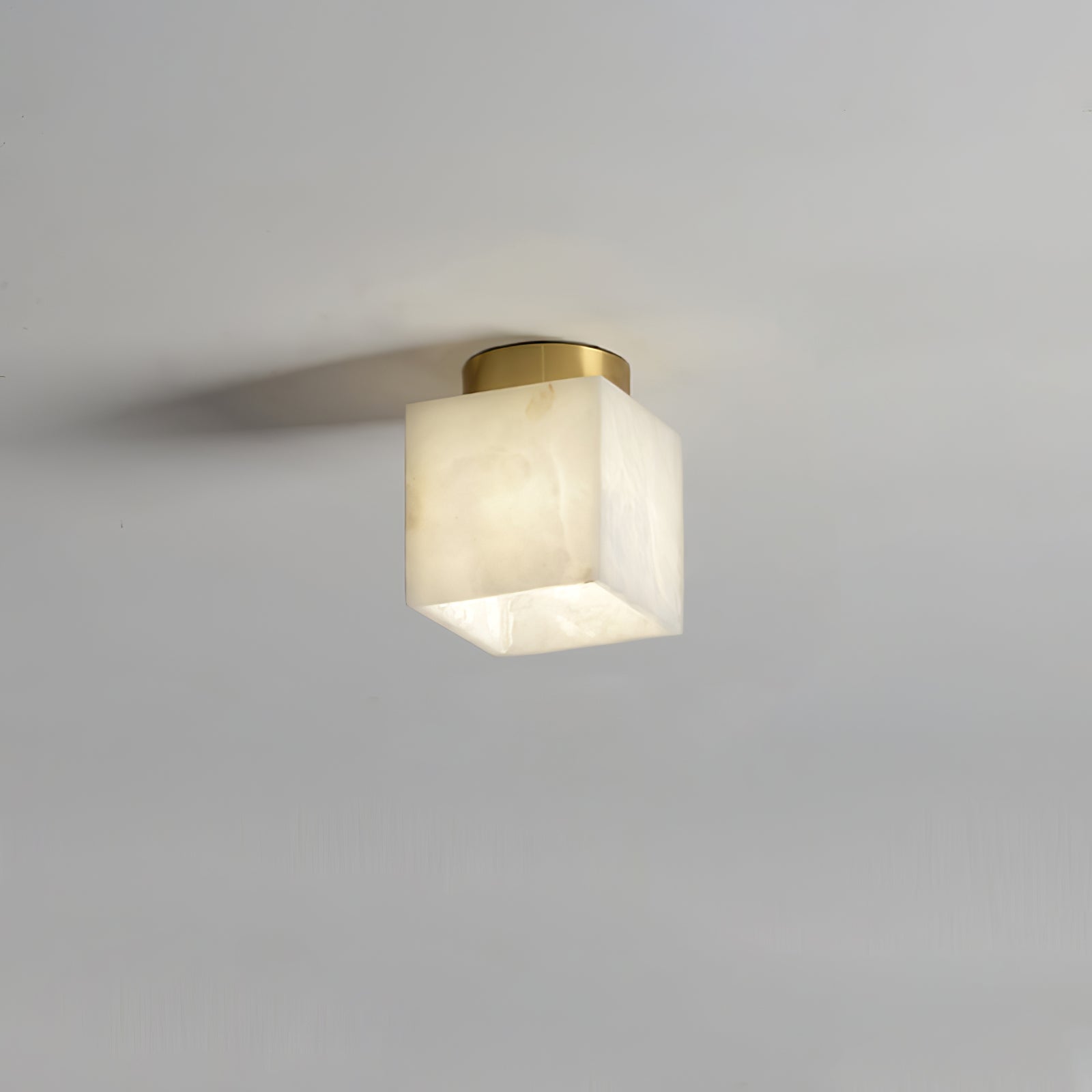 Moon Glow Alabaster Ceiling Light - Brass & White LED Fixture