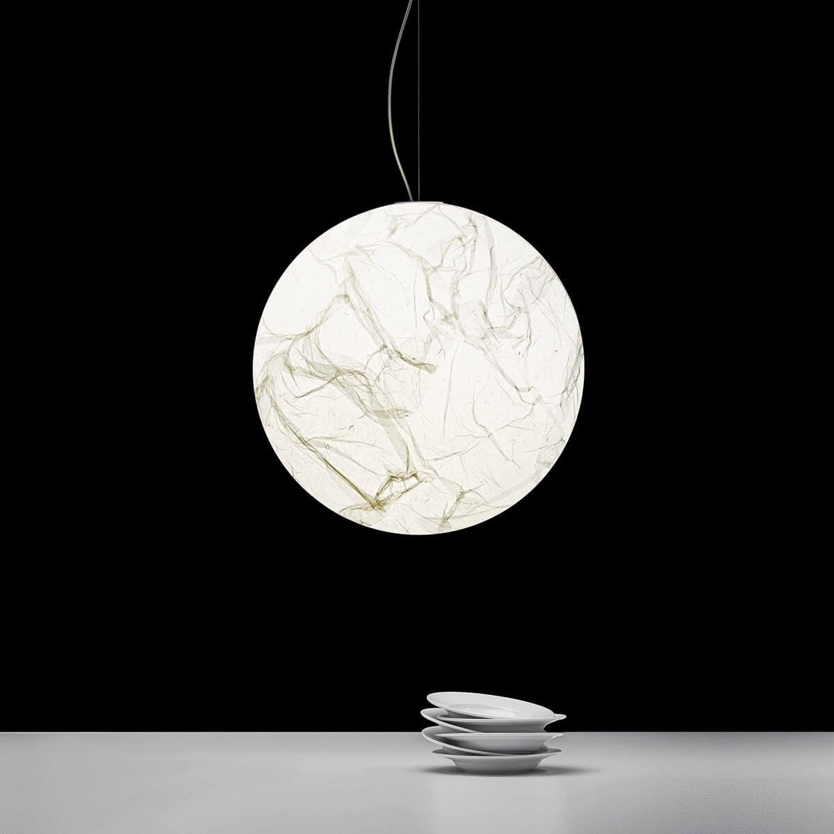 Moon Silk Pendant Lamp - Tranquil LED Lighting with Natural Mulberry Silk Design