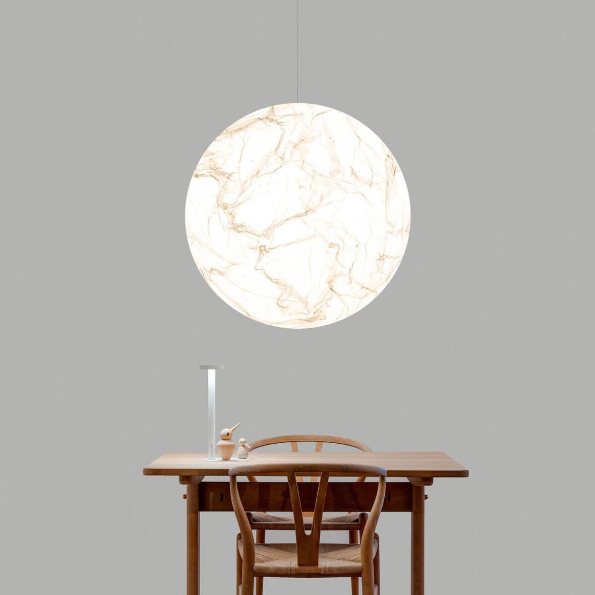 Moon Silk Pendant Lamp - Tranquil LED Lighting with Natural Mulberry Silk Design