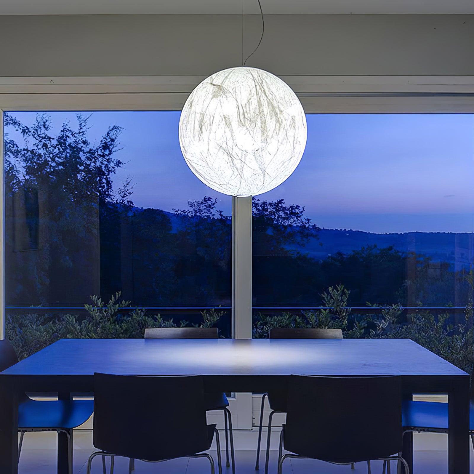 Moon Silk Pendant Lamp - Tranquil LED Lighting with Natural Mulberry Silk Design