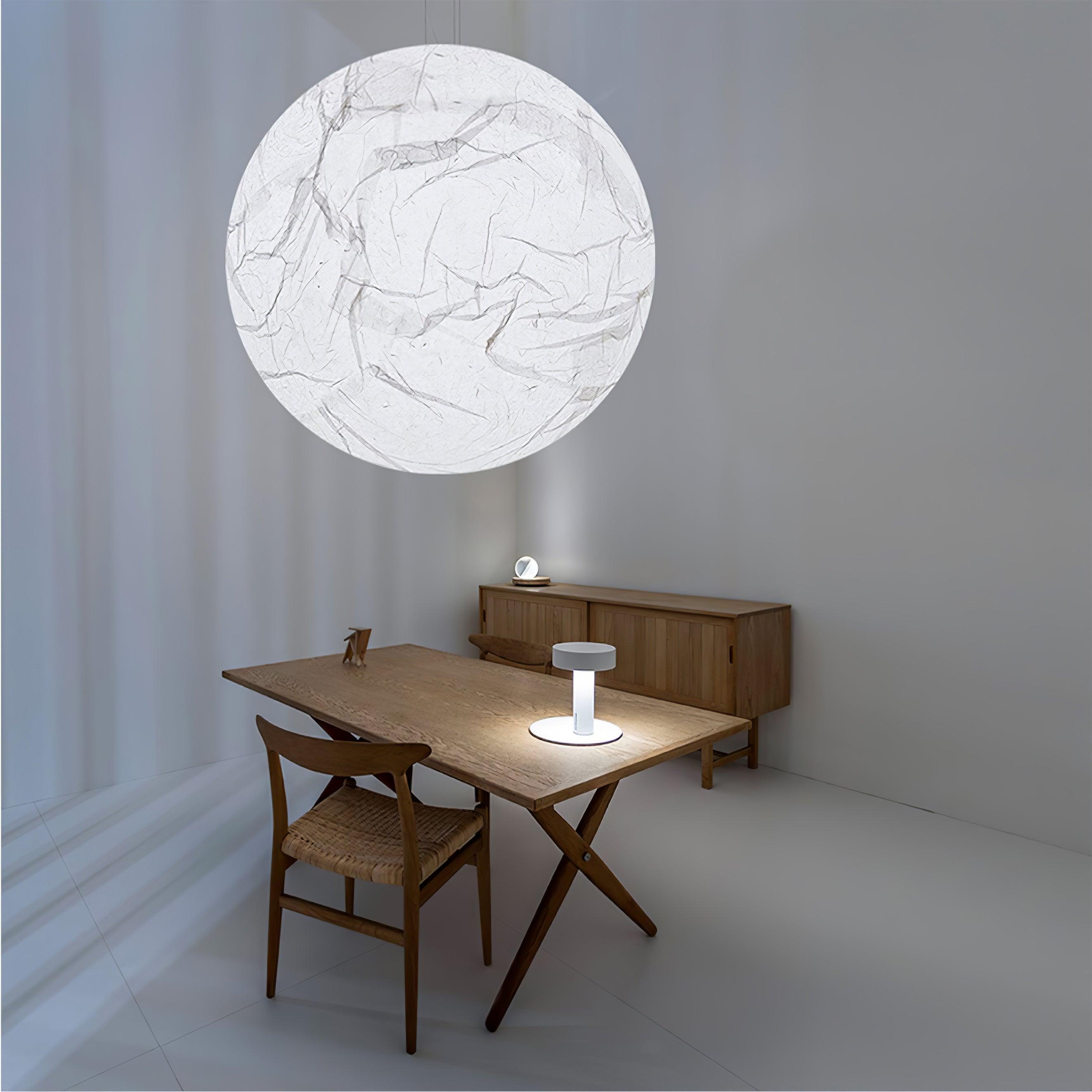 Moon Silk Pendant Lamp - Tranquil LED Lighting with Natural Mulberry Silk Design