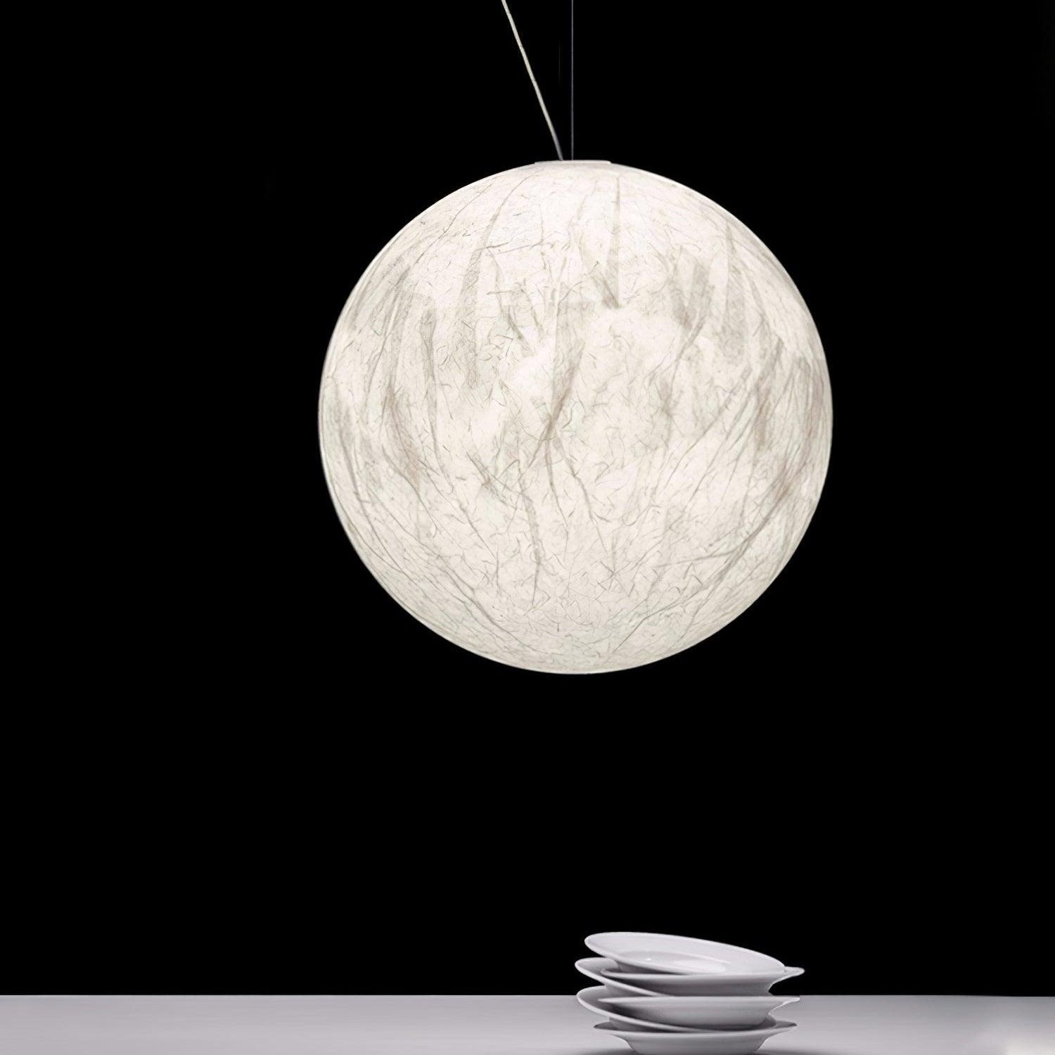 Moon Silk Pendant Lamp - Tranquil LED Lighting with Natural Mulberry Silk Design