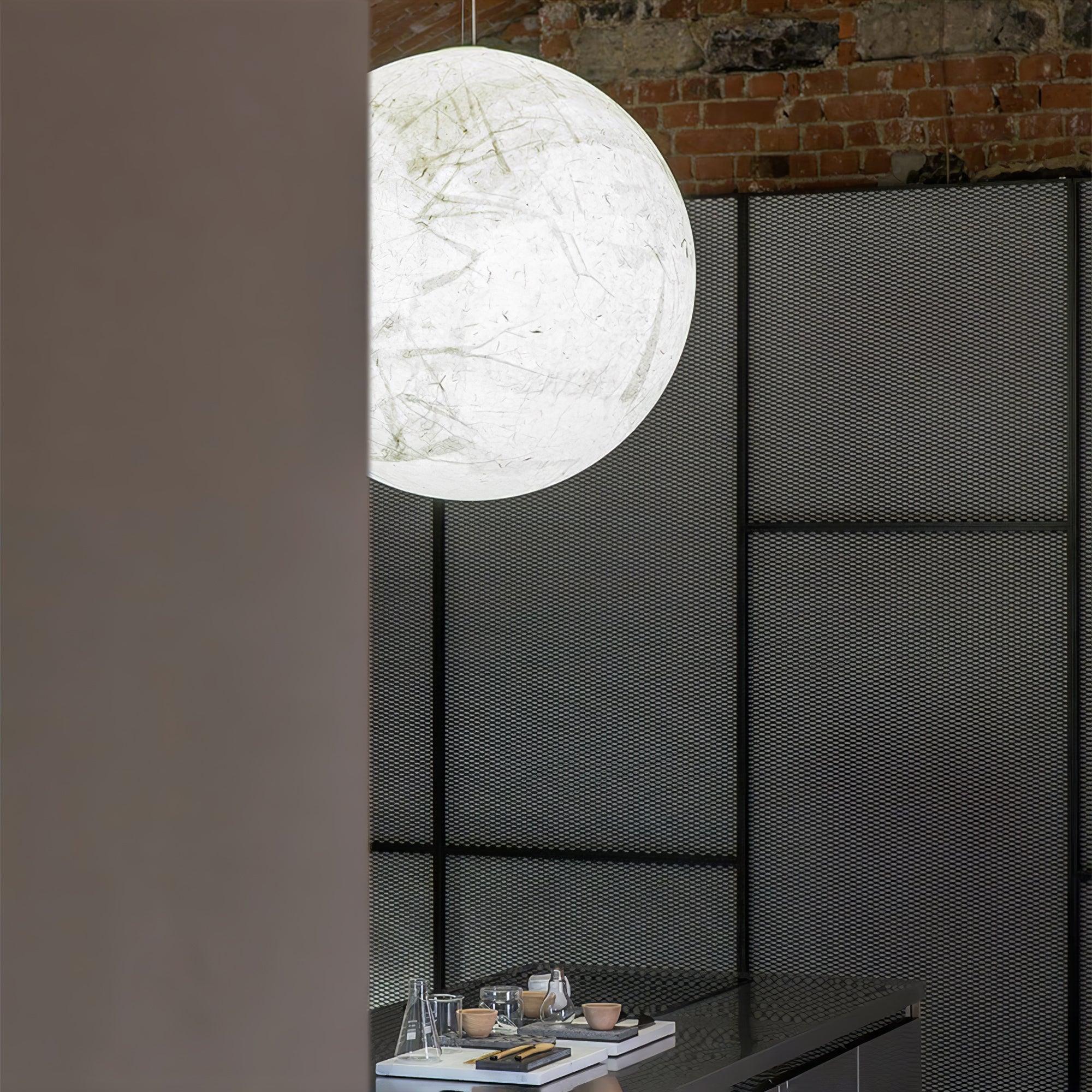 Moon Silk Pendant Lamp - Tranquil LED Lighting with Natural Mulberry Silk Design