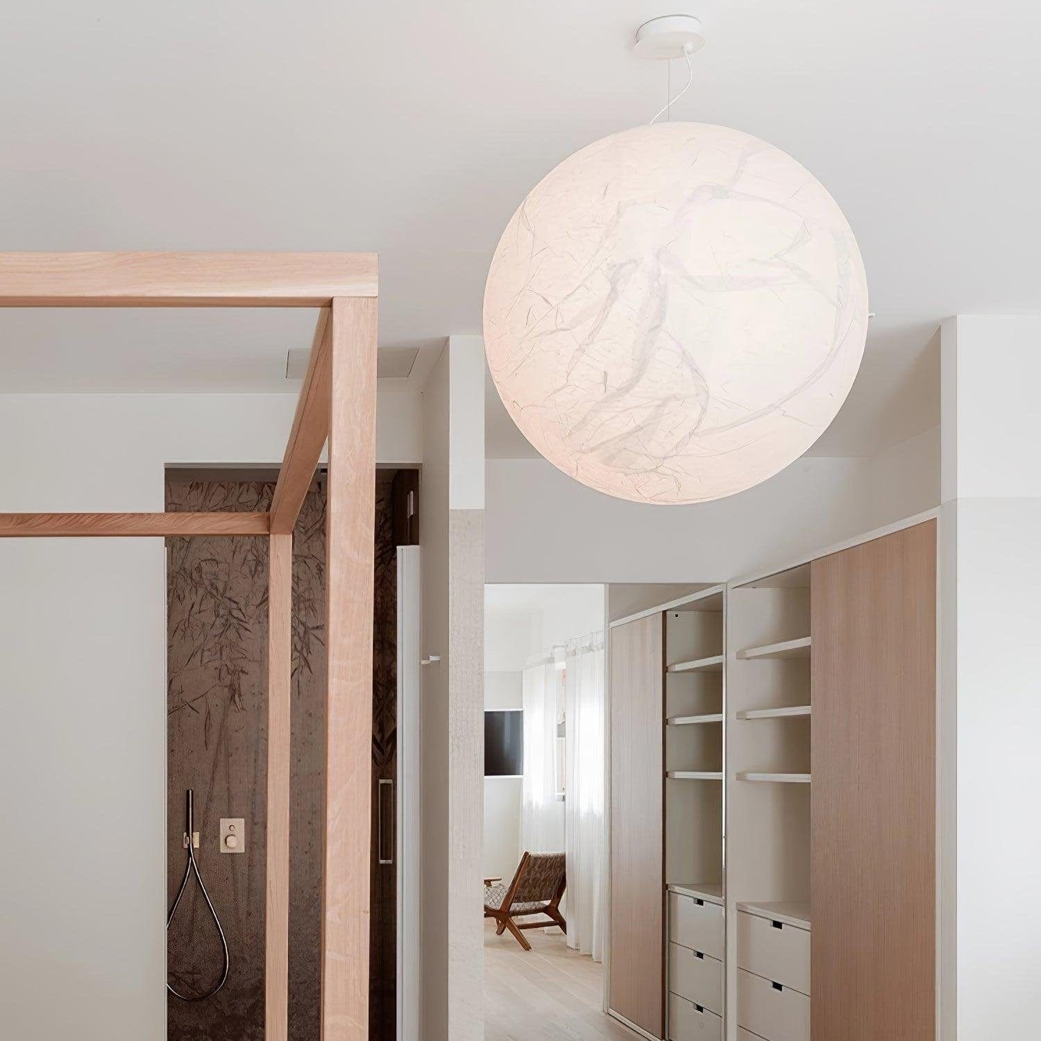 Moon Silk Pendant Lamp - Tranquil LED Lighting with Natural Mulberry Silk Design