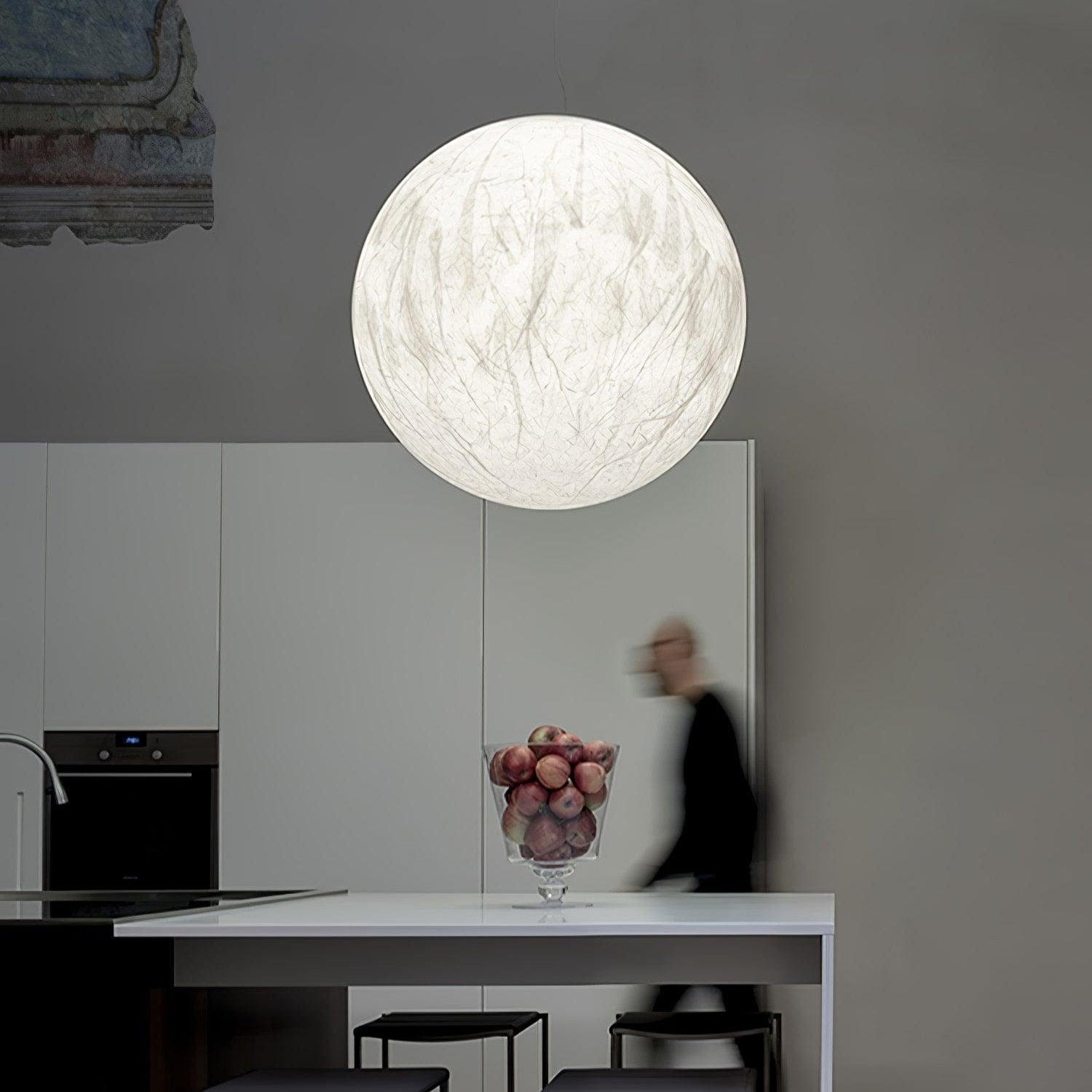 Moon Silk Pendant Lamp - Tranquil LED Lighting with Natural Mulberry Silk Design