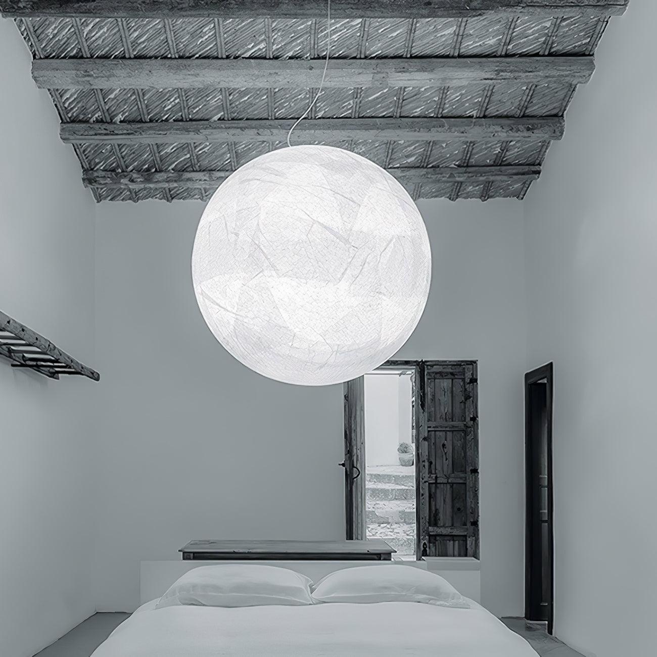 Moon Silk Pendant Lamp - Tranquil LED Lighting with Natural Mulberry Silk Design