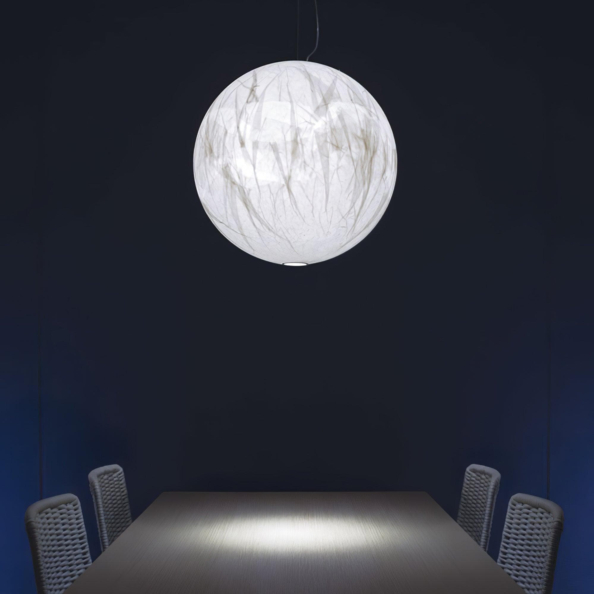 Moon Silk Pendant Lamp - Tranquil LED Lighting with Natural Mulberry Silk Design