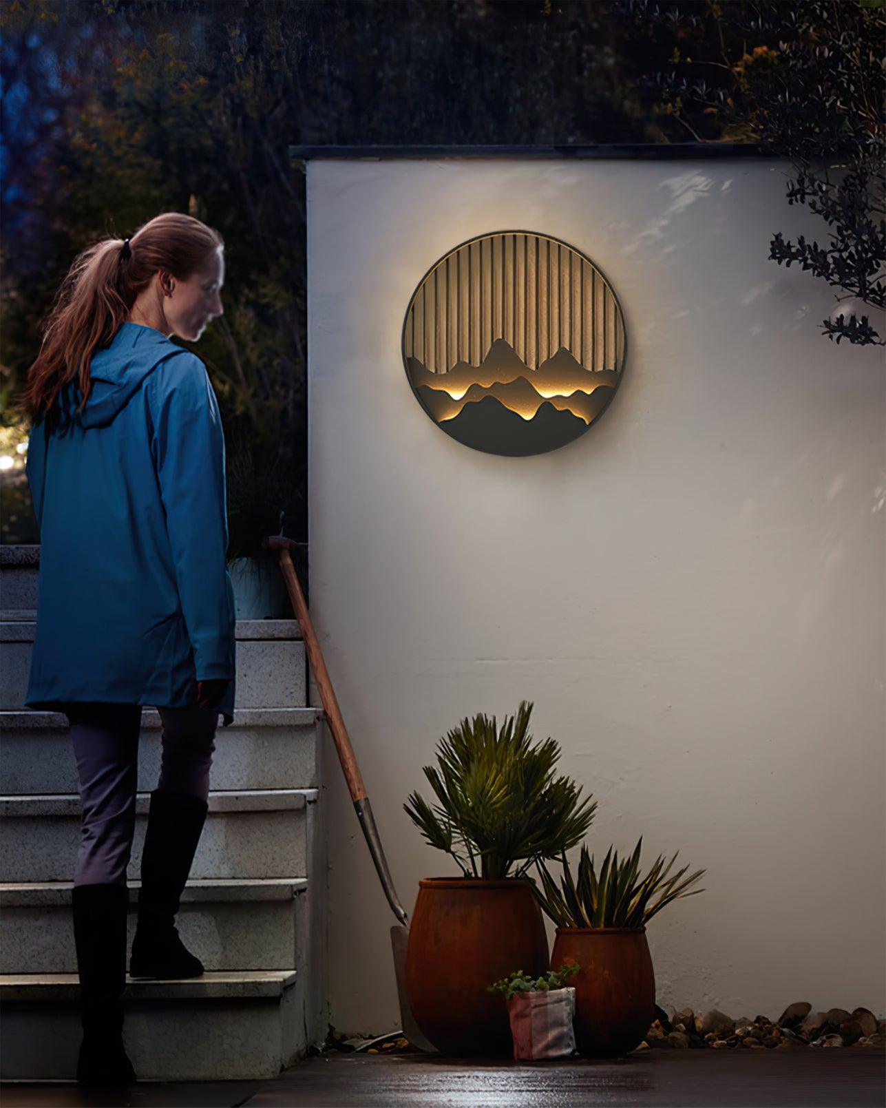 Mountain Outdoor Wall Light – Stylish Circular LED Exterior Fixture