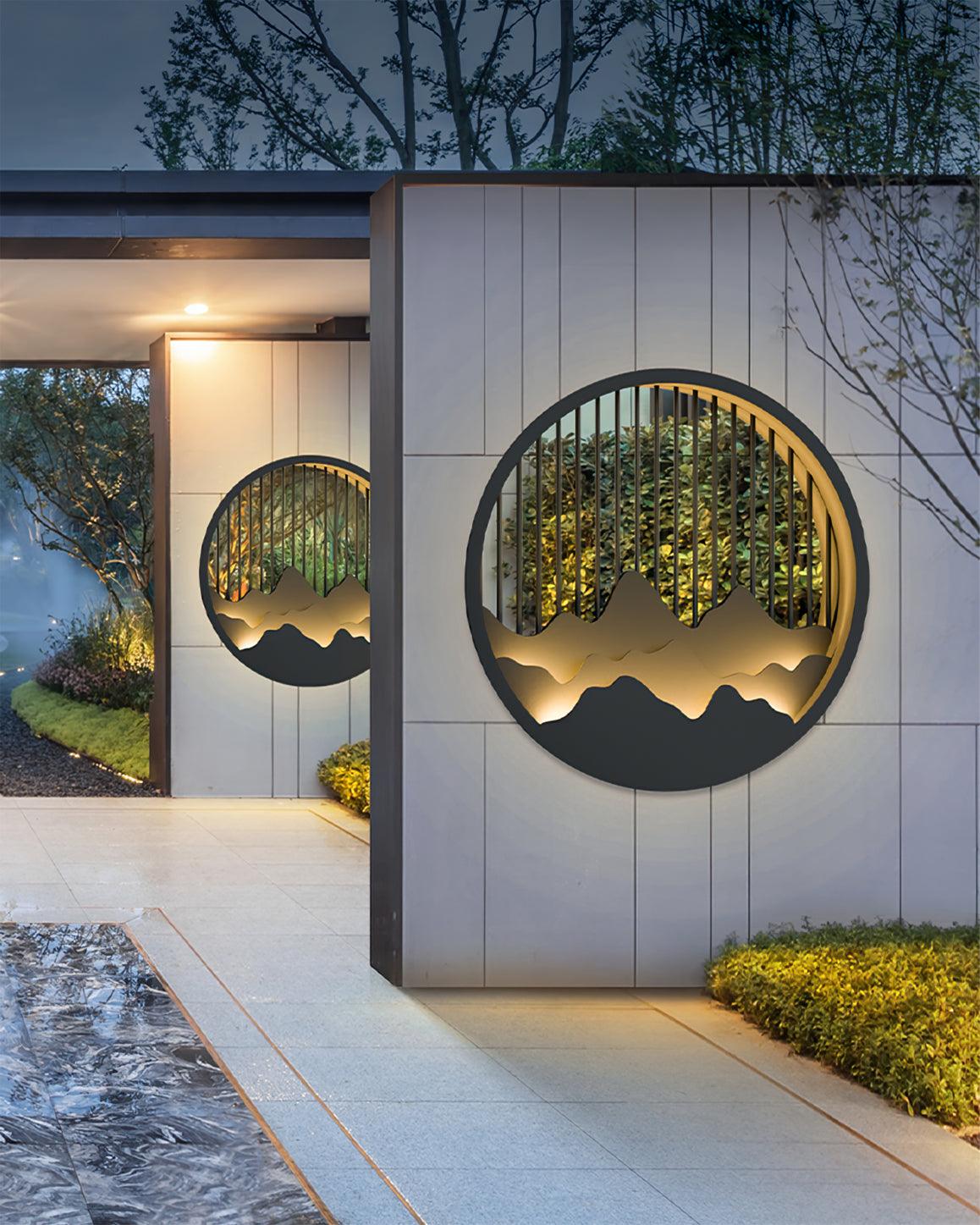 Mountain Outdoor Wall Light – Stylish Circular LED Exterior Fixture