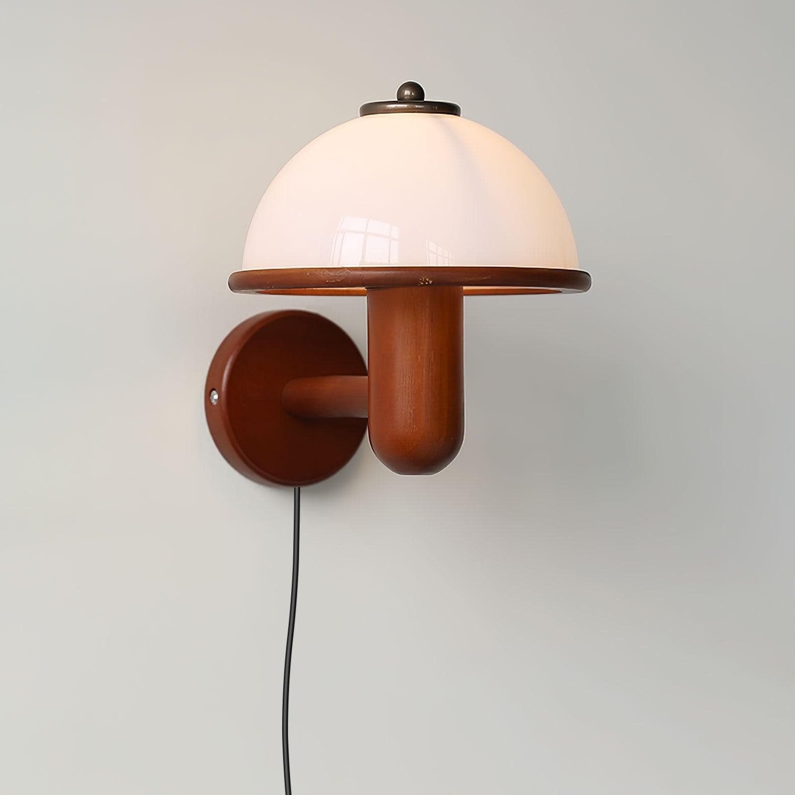 Mushroom Wood Wall Light - Elegant Oak Finish with Soft Glow