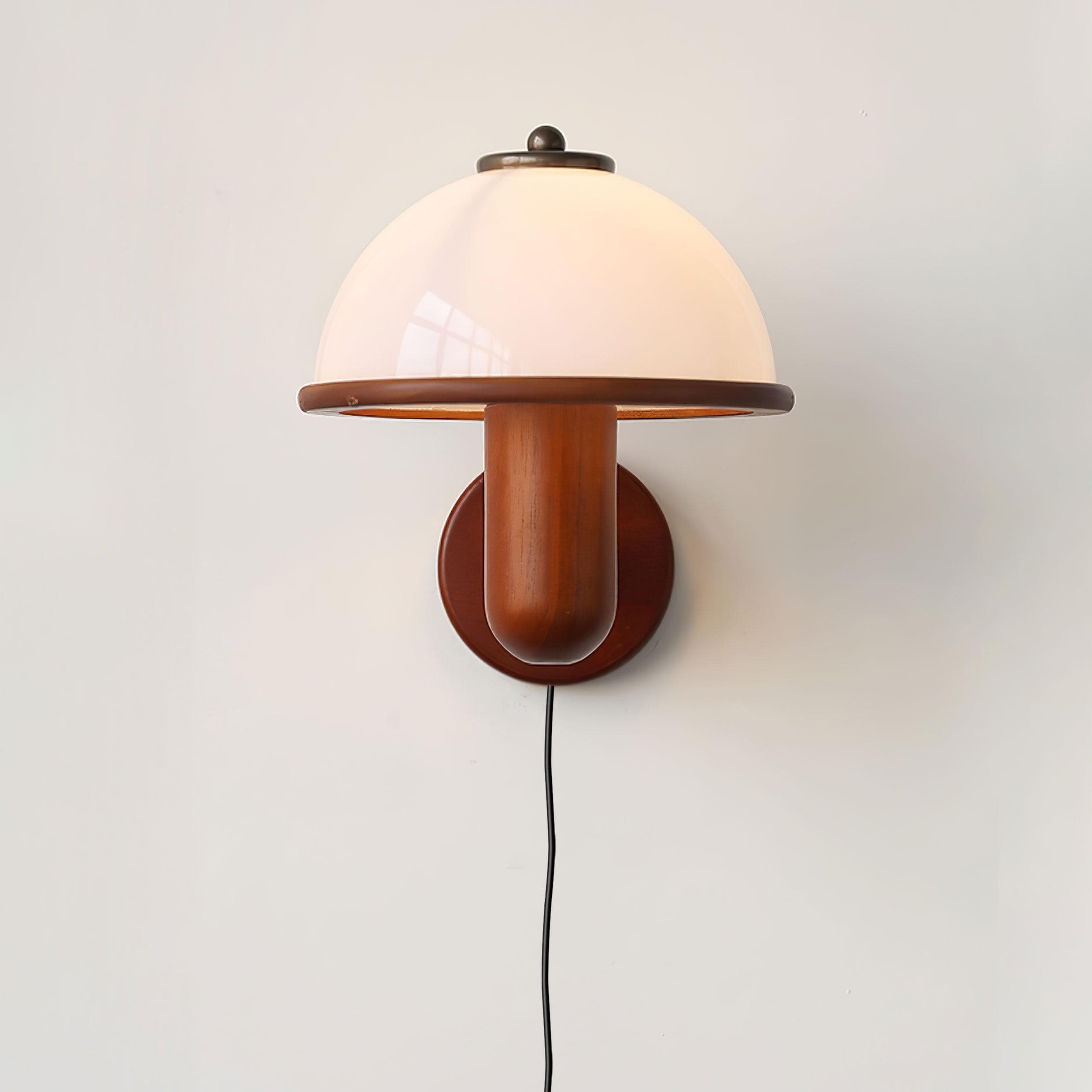 Mushroom Wood Wall Light - Elegant Oak Finish with Soft Glow