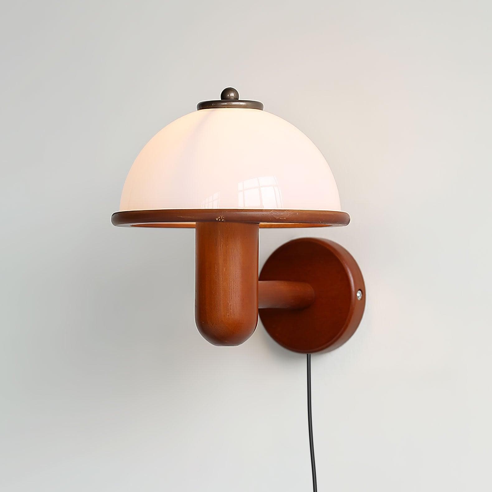 Mushroom Wood Wall Light - Elegant Oak Finish with Soft Glow