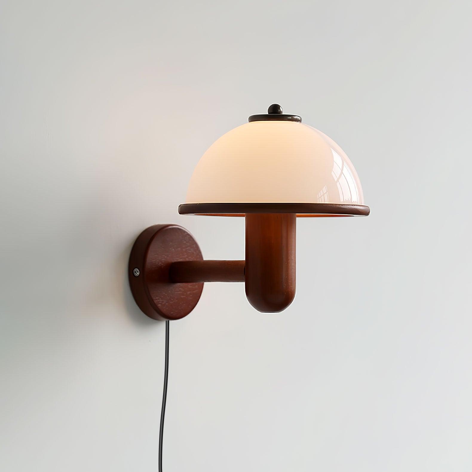 Mushroom Wood Wall Light - Elegant Oak Finish with Soft Glow