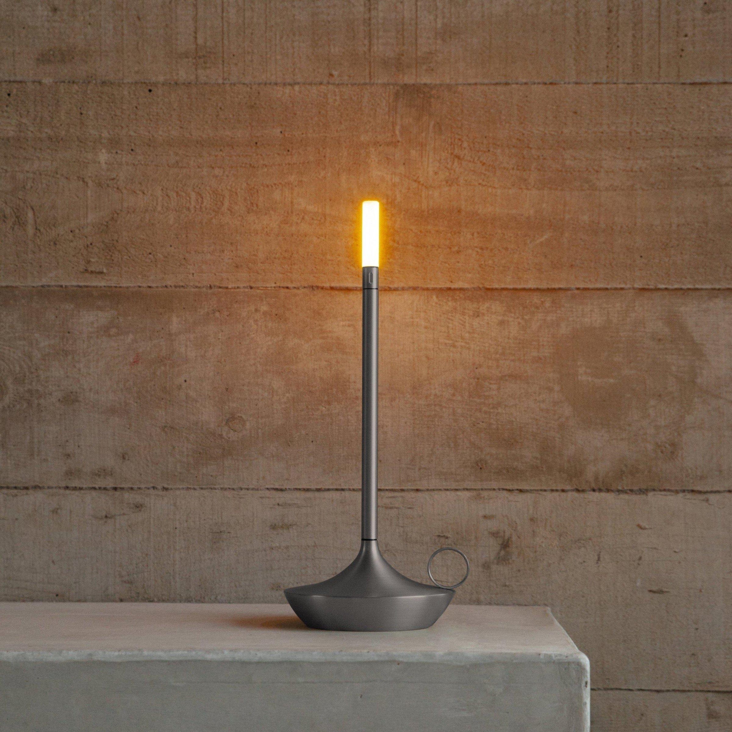 Nordic Candlestick Light – Rechargeable, Dimmable Elegance in Brushed Aluminum