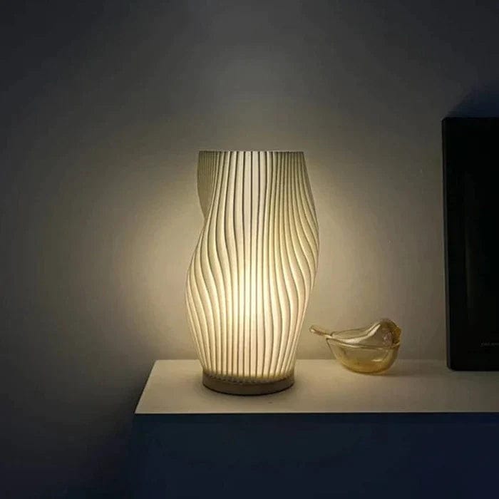 Serene Wavecrest Lamp – Sleek, Dimmable LED with USB Plug-In