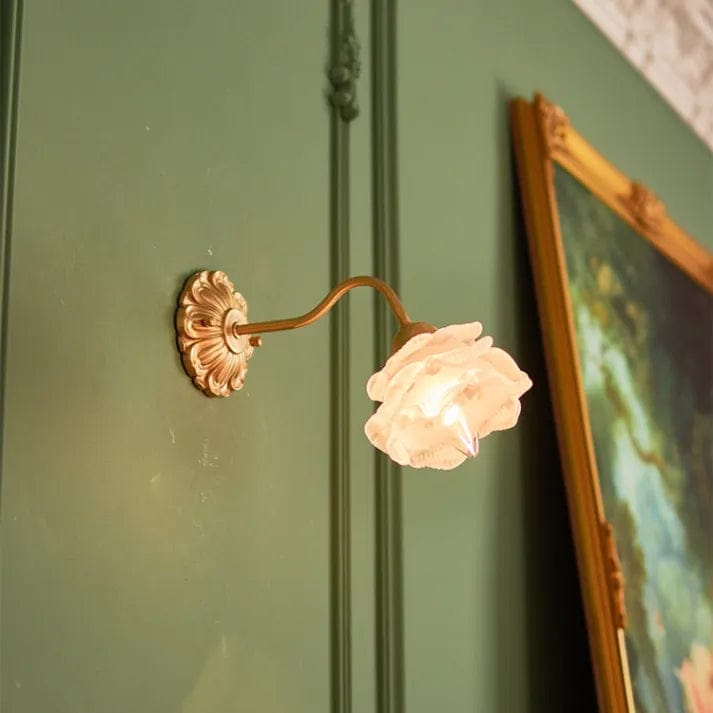 Vintage Copper Flower Petal Glass Wall Lamp – Elegant Floral Design