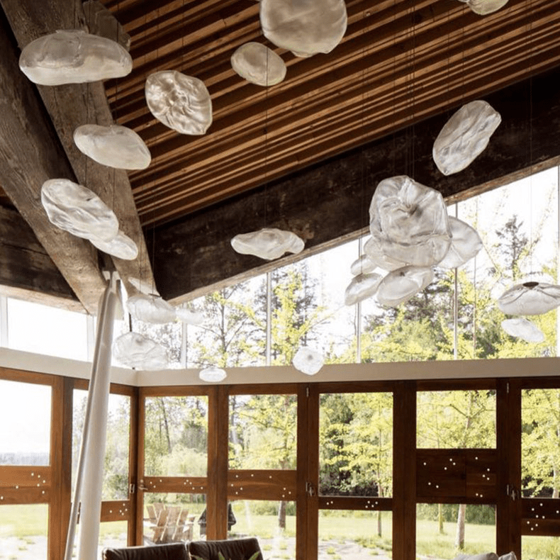 Minimalist Blown Glass Bubble Pendant Light - Modern Cloud-Like Chandelier