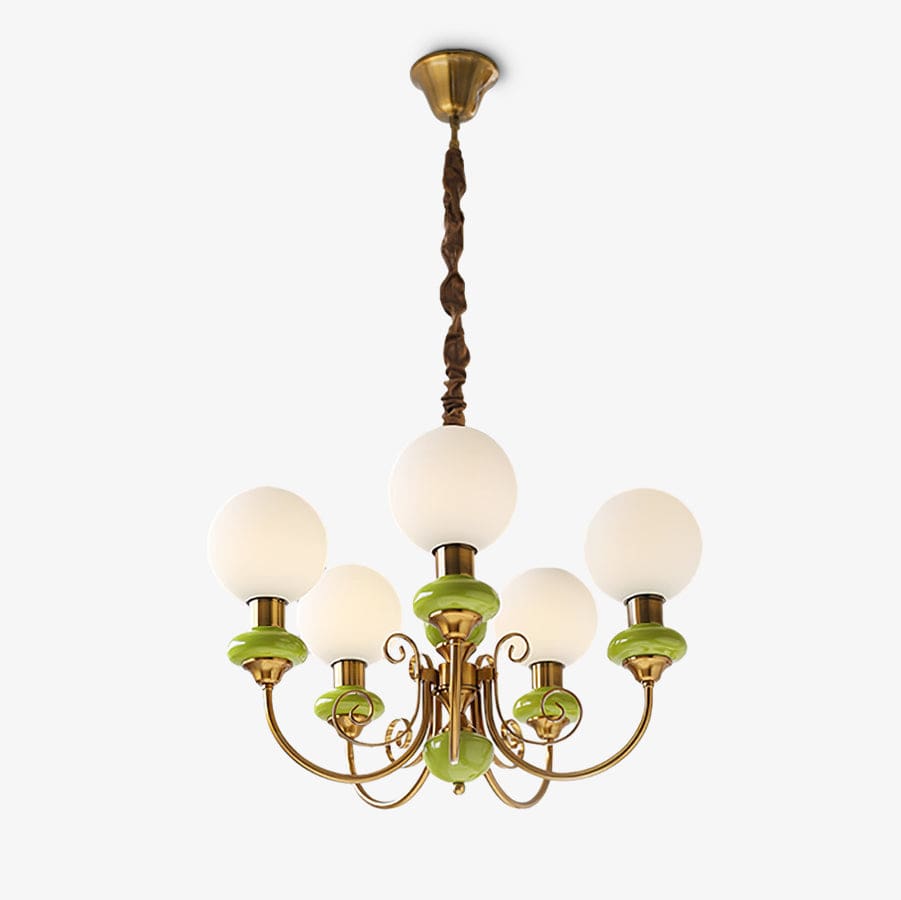 Onyx Chandelier - Modern Green Glass Statement Piece