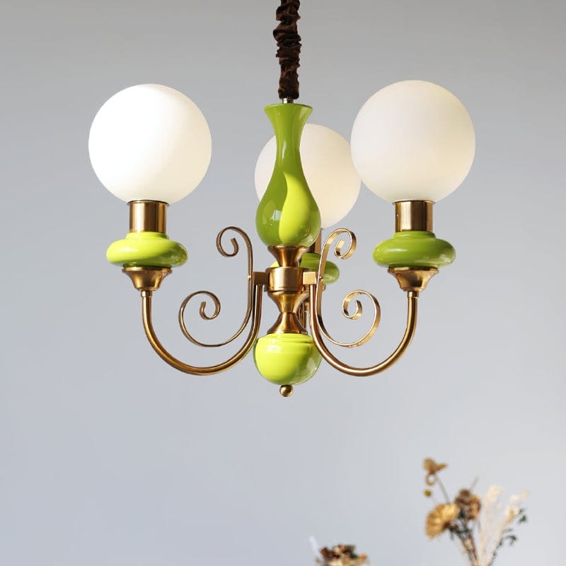 Onyx Chandelier - Modern Green Glass Statement Piece