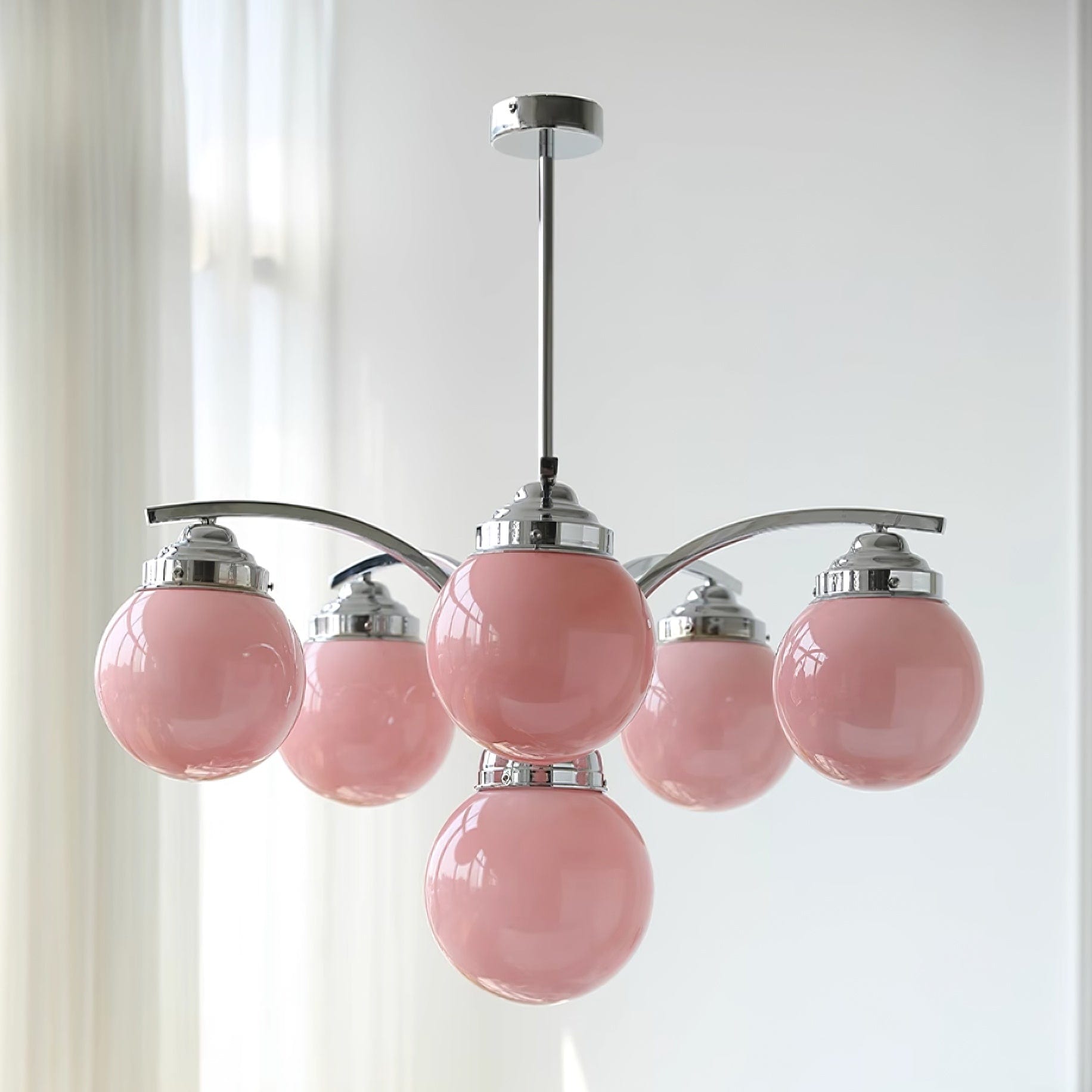 Salamanca Retro Chandelier - Elegant Pink & White Centerpiece