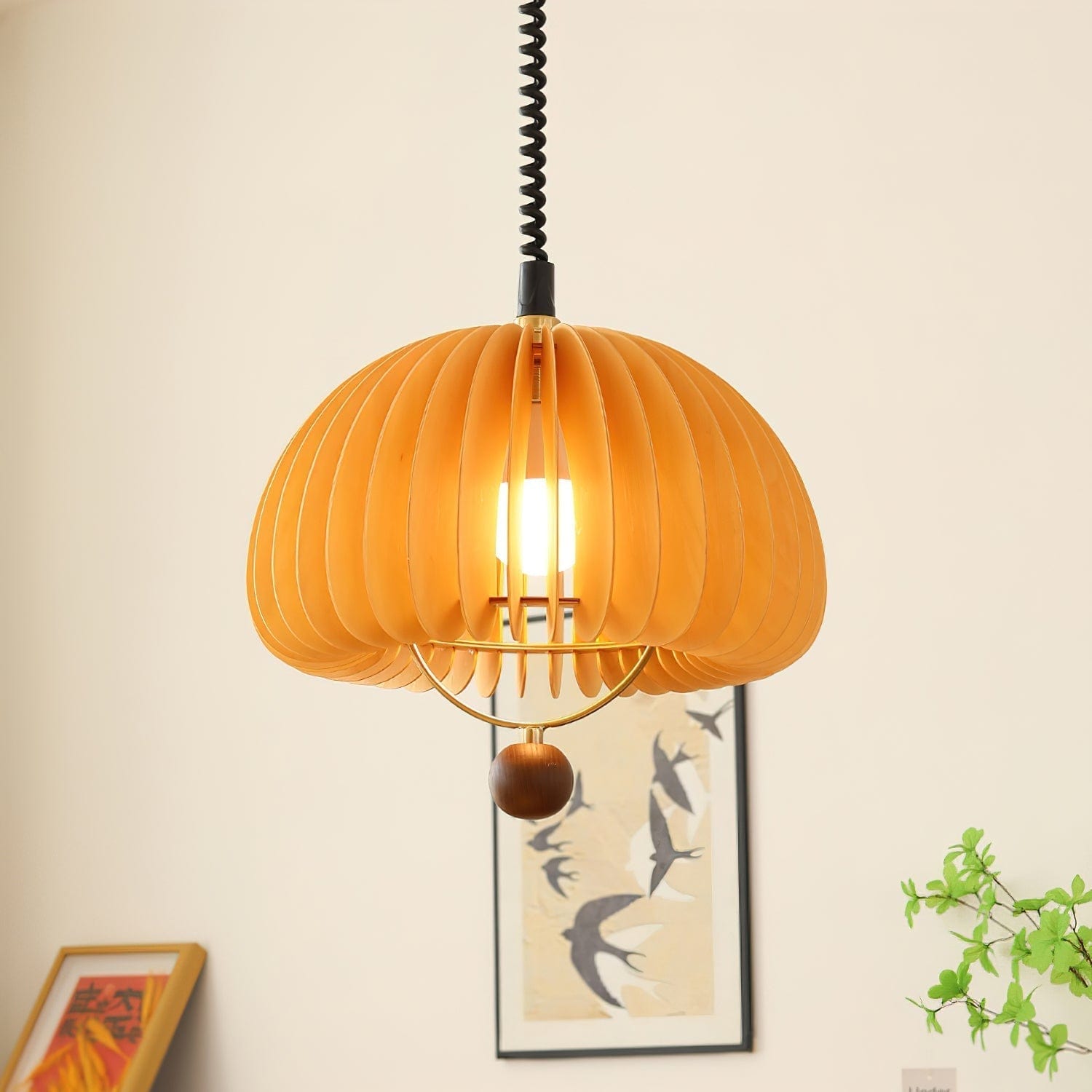 Pumpkin Adjustable Pendant Lamp - Nature-Inspired Nostalgic Design