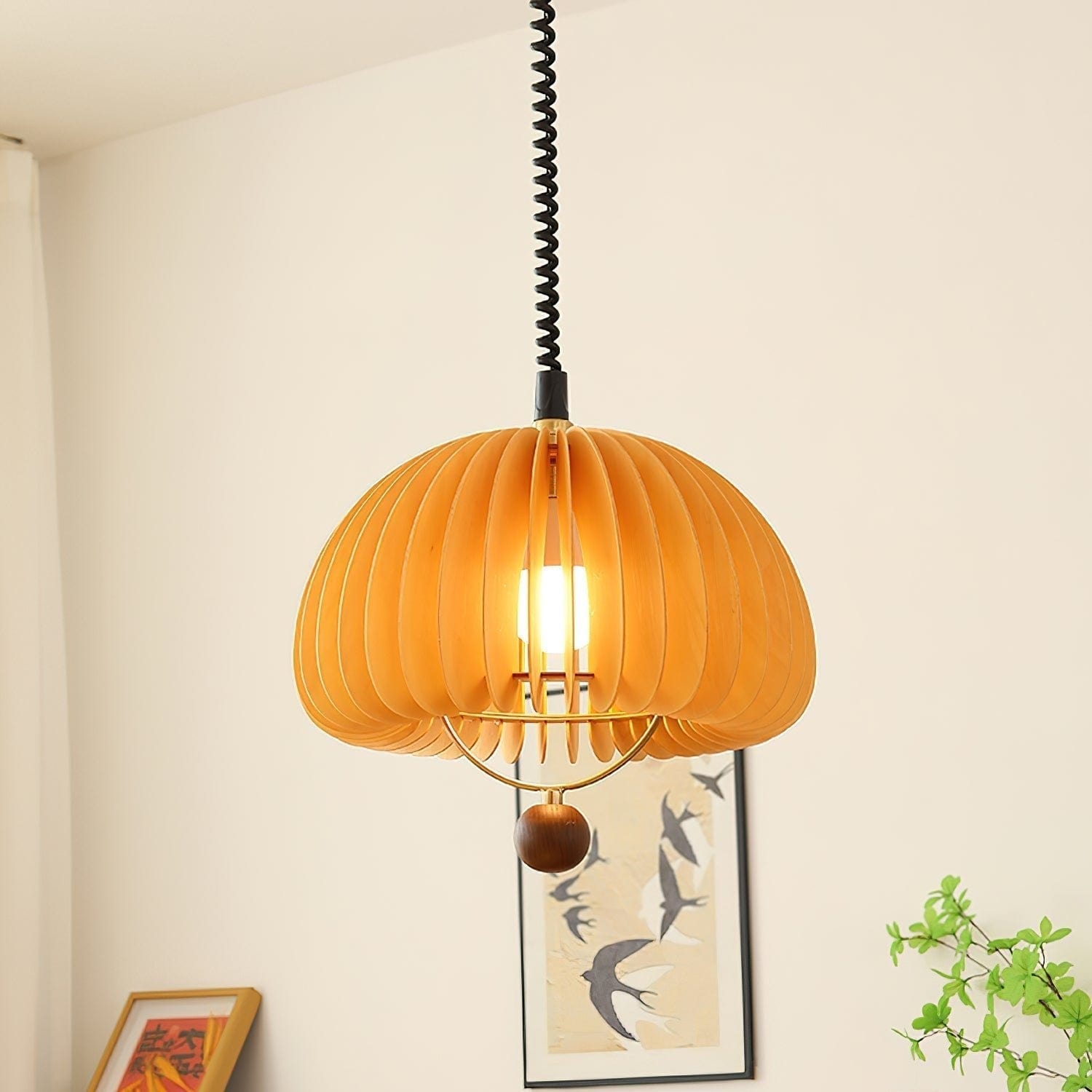 Pumpkin Adjustable Pendant Lamp - Nature-Inspired Nostalgic Design